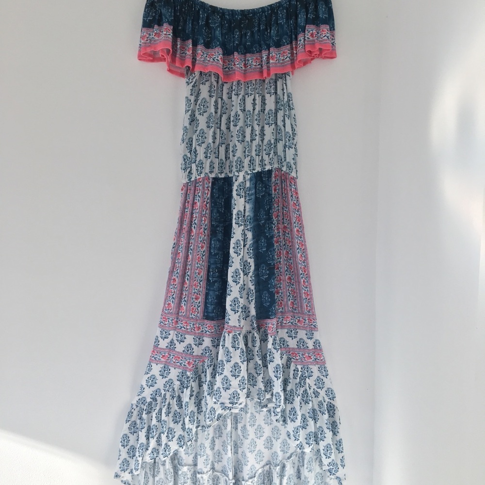 TOLANI high low off-the-shoulder dress